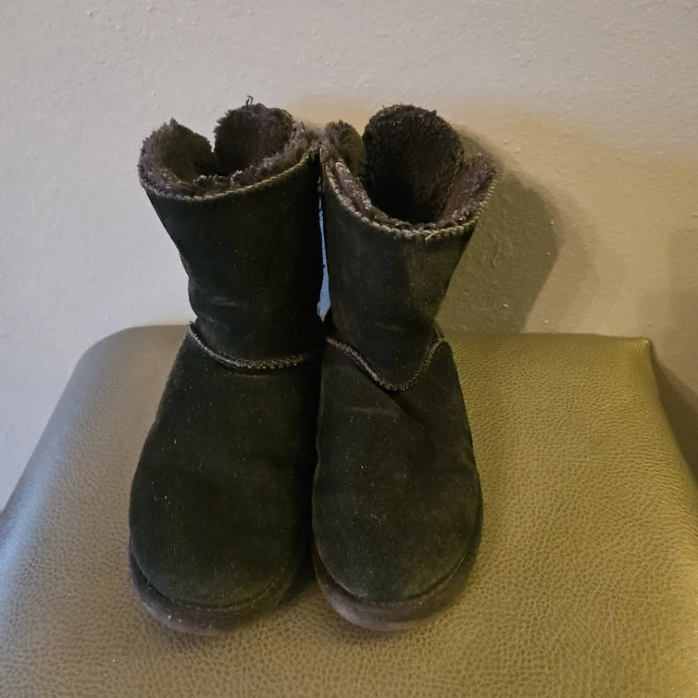UGG‎ Bailey Suede Sharling Boots Black Womens Size 4 Fur Lined Boots